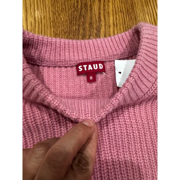STAUD Pink Aura ribbed wool-blend sweater sz Medium - Picture 4 of 13